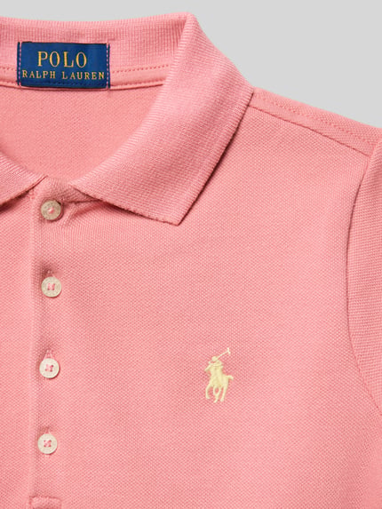 Productfoto, Regular Fit Poloshirt aus Baumwoll-Mix van Polo Ralph Lauren Teens in effen lichtroze piqué met logodetail, korte knoopsluiting, korte mouw en asymmetrische rompzoom, katoenmix.
