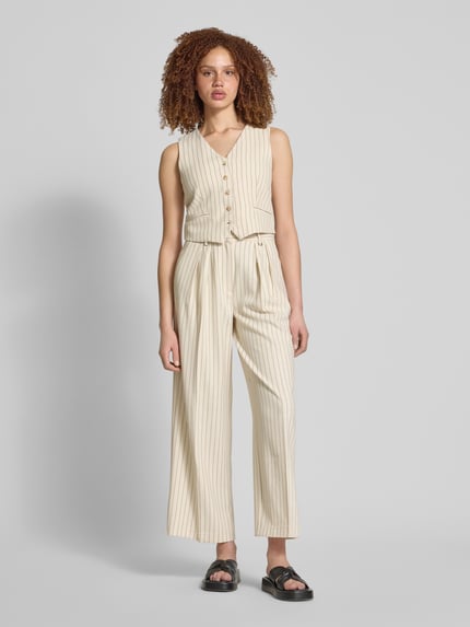 LeGer Wide leg stoffen broek met bandplooien, model 'Elaine' Beige - 1