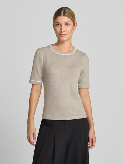 Christian Berg Woman Selection Sweter z mieszanka wiskozy w imitacja dzianiny Beżowy melanż 4
