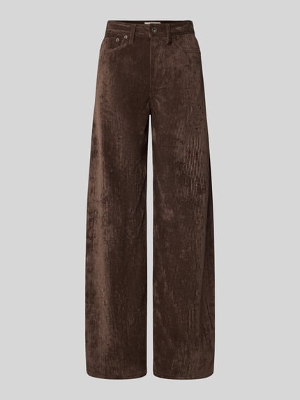 Produktfoto, ciemnobrązowa Cordhose mit Eingrifftaschen Modell 'MEDLEY' od DRYKORN, szeroki krój, zapięcie na guzik i suwak, szerokość w rozmiarze 27/34: 39 cm, długość nogawki wewnętrznej w rozmiarze 27/34: 83 cm, wyraźna struktura sztruksu