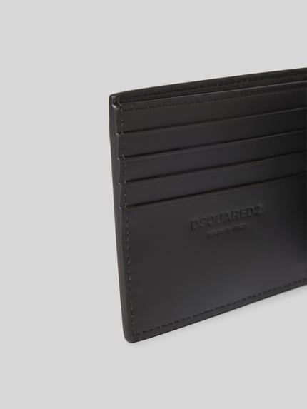 Produktfoto, portemonnee met reliëflogo van Dsquared2, zwart, steekvakken, logoprint, sleutelring, breedte 22 cm, lengte 9 cm, hoofdvak