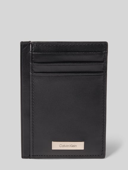 CK Calvin Klein Kartenetui aus Leder mit Label-Applikation Modell 'PLAQUE' Black 1