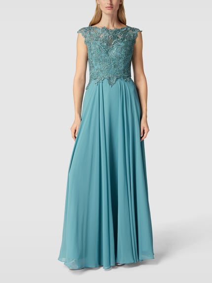 LUXUAR FASHION Abendkleid mit Zierbesatz und Cut Out Gruen 1