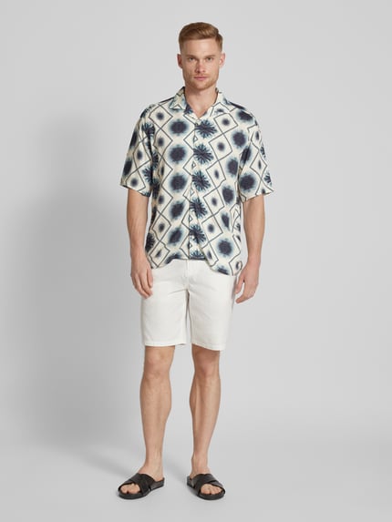 Jake*s Studio Men Regular Fit Freizeithemd mit Allover-Muster Sand 1