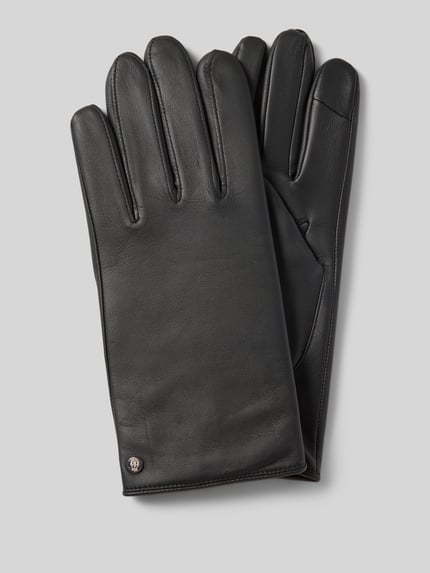 Roeckl Vingerhandschoenen met labelapplicatie, model 'Boston' BLACK - 1