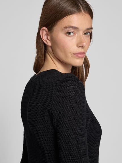 VILA Gebreide pullover met structuurmotief, model 'Vidalo O-Neck' Zwart - 3