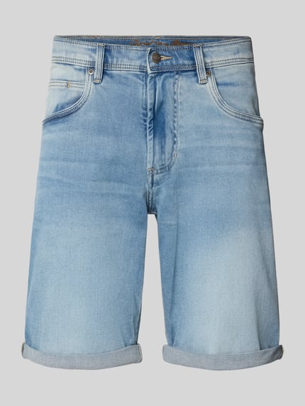Productfoto, Bermudas im 5-Pocket-Design mit Aufschlag van Christian Berg Men, lichtblauw, katoenmix met stretch, straight fit, opgerolde zoom, knoop- en ritssluiting, moderne casual look