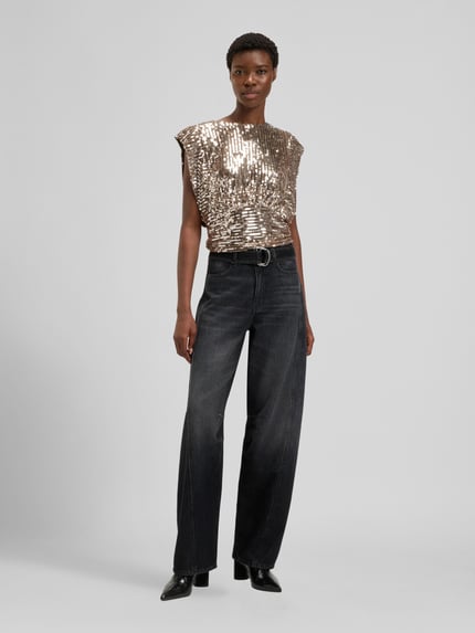 BOSS Orange Wide Leg Jeans aus reiner Baumwolle Black 1