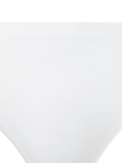 Productfoto, witte Slip met elastische band van Schiesser, stretchmix, nauwsluitende snit, gladde textuur.