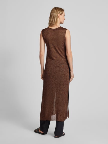 Stefanel maxi-jurk met structuurpatroon Middenbruin - 5