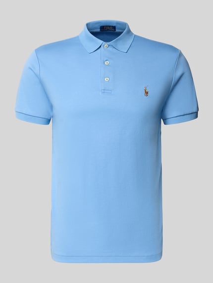 Produktfoto, Regular Fit Poloshirt aus reiner Baumwolle von Polo Ralph Lauren, niebieski, krój regular fit, gładki, logo, krótki rękaw, jersey