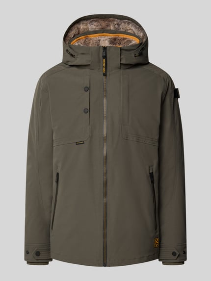 Produktfoto, Jacke mit Ärmelriegeln Modell 'SNOWPACK' von PME Legend, olivgrün, met imitatiebont, ritssluiting, ritszakken, recht pasvorm, heren, ruglengte maat M 75 cm, schouderbreedte 52 cm, borstwijdte 57 cm, mouwlengte 68 cm