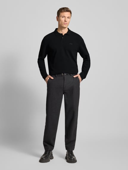 BOSS Orange Regular fit poloshirt van katoenmix, model 'PETEMPESTOLONG' Zwart - 1
