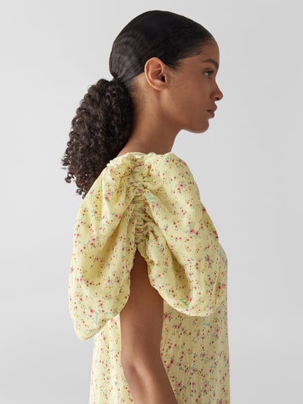 ROTATE Midi-jurk van pure viscose Geel - 3