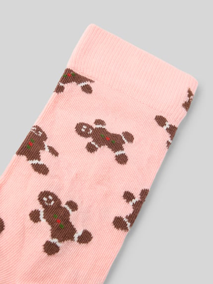 Happy Socks Socken aus elastischem Baumwoll-Mix Modell 'Gingerbread Man' Rosa 2