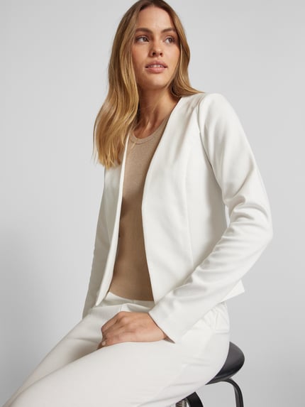 ICHI Regular fit blazer met opengewerkte voorkant, model 'KATE' Wit - 3
