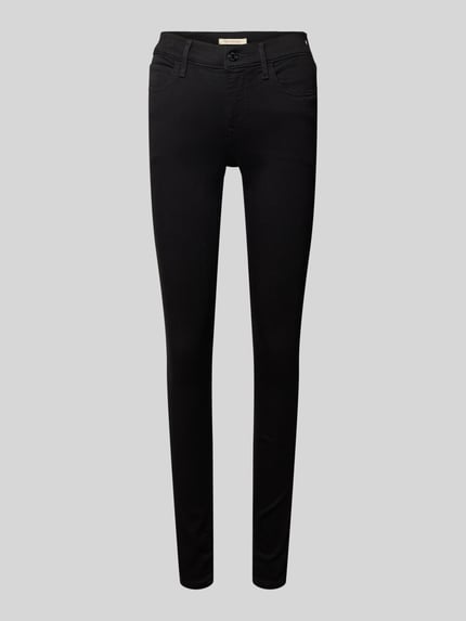 Produktfoto, zwarte Skinny Fit Jeans met 5-Pocket-Design van Levi's®, katoenmix met stretch, knoop- en ritssluiting, eenvoudige textuur.