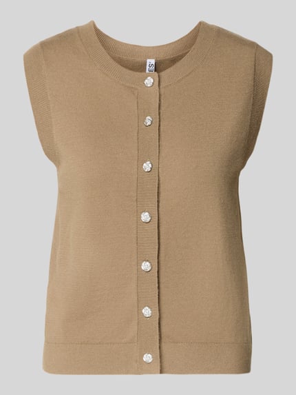PIECES Regular Fit Pullunder aus Viskose-Mix Modell 'ORINA' Beige 2