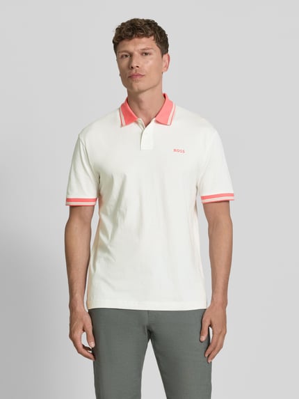 BOSS Orange regular fit poloshirt van puur katoen model 'BLOCKS' Offwhite - 4