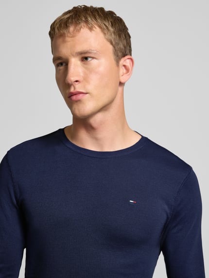 Tommy Jeans Slim fit longsleeve met ribstructuur Marineblauw gemêleerd - 3