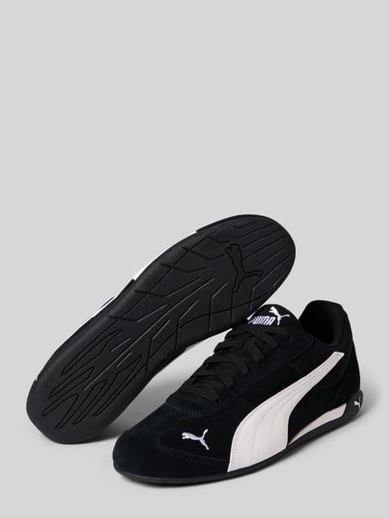 Produktfoto, Sneaker aus Leder-Mix mit Logo-Stitching von PUMA, zwart-wit, afgeronde punt, vetersluiting, labeldetails, hakhoogte 2 cm, schachthoogte 8 cm, schachtbreedte 8 cm, heren sneakers
