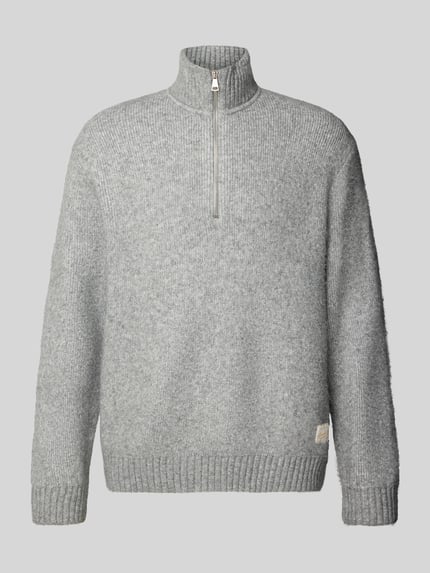 JACK & JONES Relaxed Fit Strickpullover aus elastischem Woll-Mix Hellgrau Melange 1