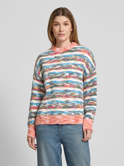 Jake*s Casual Strickpullover mit gerippten Abschlüssen Jeansblau 4