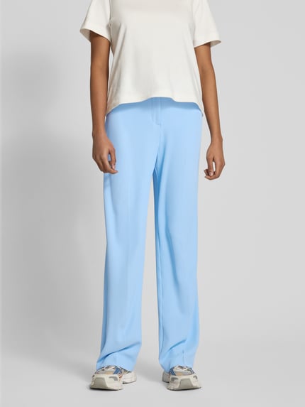 REVIEW High Waist Stoffhose mit Bügelfalten Hellblau 4