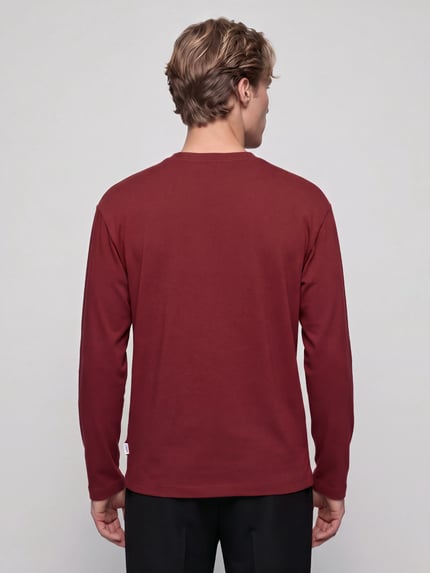Marc O'Polo DENIM Langarmshirt mit geripptem Rundhalsausschnitt Bordeaux 5