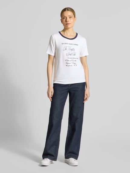 monari T-shirt van viscosemix model 'Hamptons Spirit' Marineblauw - 1