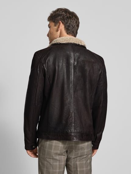 MAURITIUS Lederjacke mit Stehkragen Modell 'GARRECK' Dunkelbraun 5