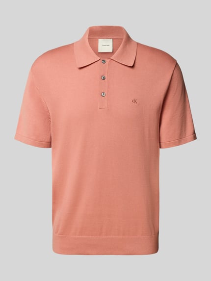 CK Calvin Klein Regular Fit Poloshirt mit Logo-Stitching Modell 'SUPIMA' Lachs 2