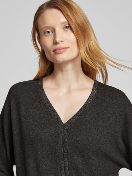 Street One Sweter z dekoltem w serek Antracytowy 3