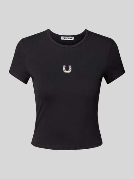 REVIEW T-Shirt mit Label-Stitching Black 2