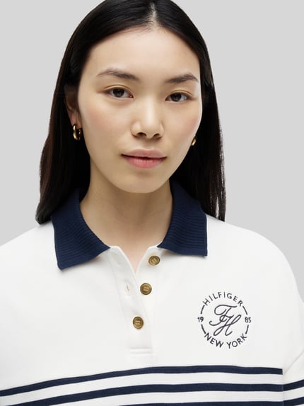 Tommy Hilfiger Relaxed Fit Sweatshirt aus reiner Baumwolle mit Knöpfen Ecru 3