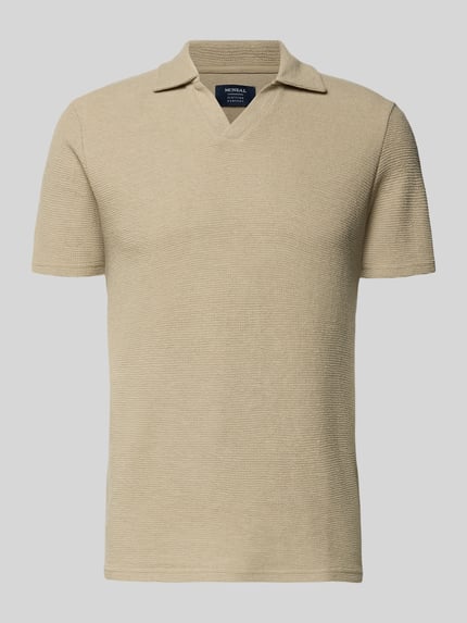 Produktfoto, Regular Fit Poloshirt aus Baumwoll-Mix von MCNEAL in Beige, Waffle-Piqué, Umlegekragen, kurzärmelig, strukturierte Oberfläche