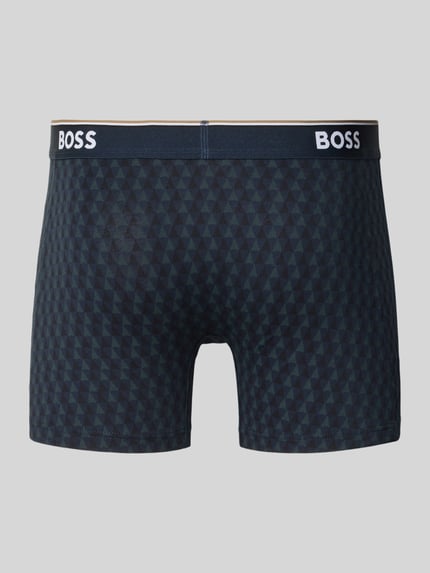 Produktfoto, dunkelblauer Trunk aus Baumwoll-Mix im 3er-Pack Modell 'Power' von BOSS, geometrisches Muster, Herren Pant & Trunk von BOSS