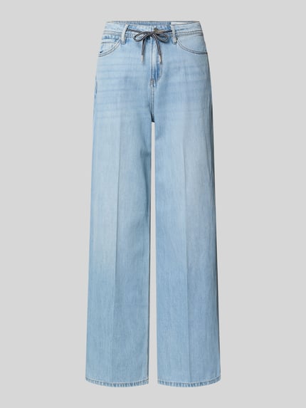 Productfoto, Wide Leg Jeans aus Lyocell-Baumwoll-Mix Modell 'SURI' van s.Oliver RED LABEL in denimlook, wide leg pasvorm, mid waist, labelpatch, riemlussen, tunnelkoord, knoop- en ritssluiting, 5-pocketmodel, mix van katoen en lyocell