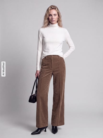 CAMBIO Relaxed Fit Cordhose seitliche Eingrifftaschen Modell 'ALEXIS' Camel 1