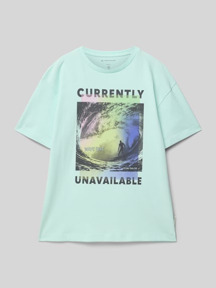 Tom Tailor Oversized T-Shirt aus reiner Baumwolle Aqua 1