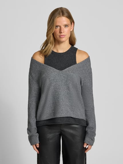 Topshop Gebreide pullover in 2-in-1-look model 'YASMIN' Middengrijs - 4