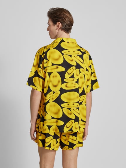 MARKET Relaxed fit vrijetijdsoverhemd met 1/2-mouwen, model 'SMILEY' Zwart - 5