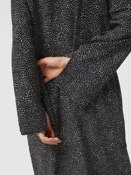 Lanius Knielange jurk met all-over motief Zwart - 3
