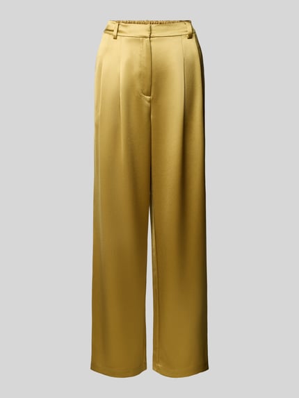 HERZENS Broek met wijde benen en gelegde plooien Kaki - 2