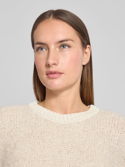 Rich & Royal Loose fit gebreide pullover met wol Zand - 3