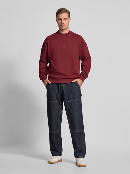 HUGO Regular Fit Sweatshirt aus reiner Baumwolle Modell 'DELASTCREW' Bordeaux 1