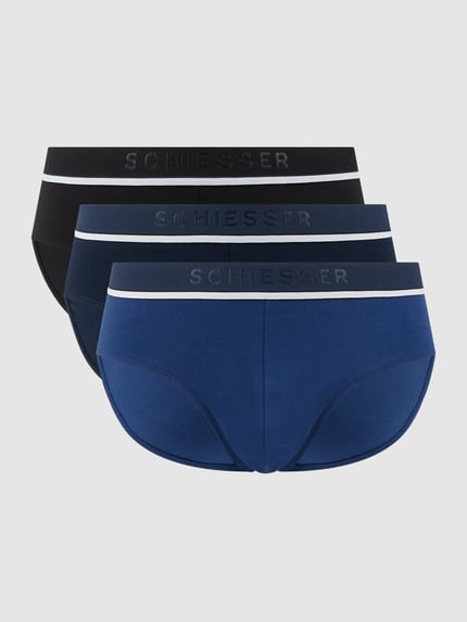 SCHIESSER Slip mit Label-Details Modell 'Rio' im 3er-Pack Blau 1