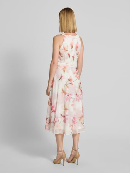 Christian Berg Cocktail Cocktailkleid mit Raffungen und Taillenband Ecru 5
