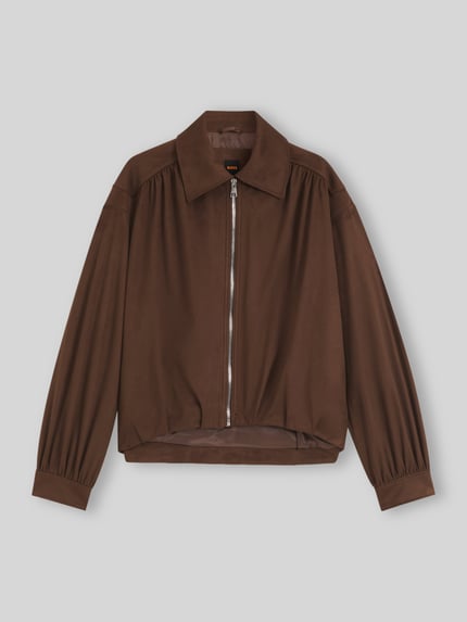 BOSS Orange Loose Fit Kunstlederjacke mit Umlegekragen Modell 'Jasuede' Mittelbraun 2
