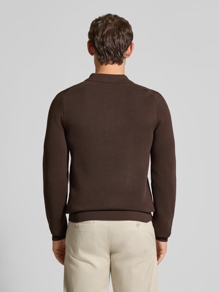 Casual Friday Sweter z dzianiny z kołnierzykiem polo model ‘ABEL’ Czekoladowy 5